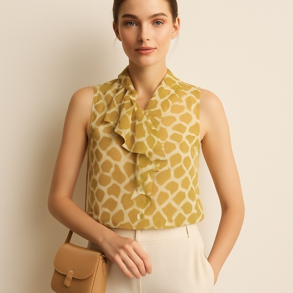 LOFT Tops - LOFT printed ruffle blouse. Size S